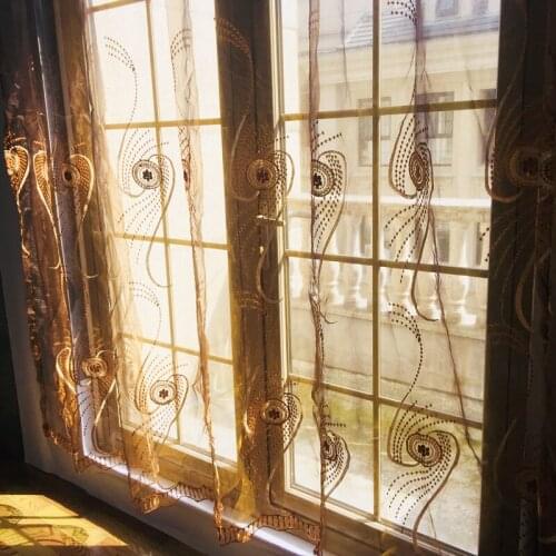 Modern style simple design striped jacquard windown tulle curtain for living room