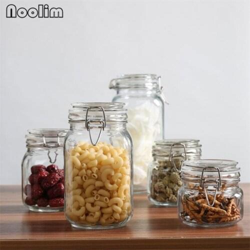 Glass Sealed Cans Grains Snack Dried Fruit Storage Tank with Stainless Steel Buckle Moisture Proof Food Container Honey Bottle