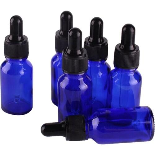 6pcs 15ml Blue Glass Dropper Bottles with Pipette Empty Perfumes Bottles Liquid Jars