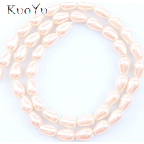 Light Pink Shell Pearl Beads Natural Water Drop Loose Spacer Beads For Jewelry Making Diy Woman Bracelet 15"Inches 8x11mm 6x9mm