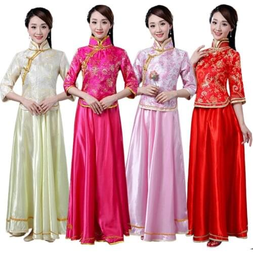 Ancient China Costume Hanfu Modern Tang Suits Tops Skirt Two Piece Set Dance Performance Guzheng Chinese Ancient Ethnic Style