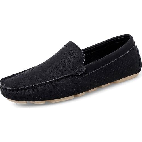 Big Size 38-47 Mens Genuine Leather Shoes Breathable Slip On Driving Men Casual Shoes Moccasins Luxury Loafers Mens Summer Flat