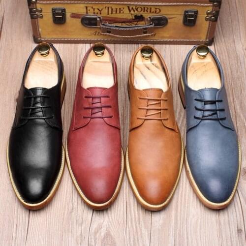 Fashion British Breathable Spring Winter Real Leather Sheepskin Pointed Toe Formal Men Dress Shoes Business Wedding Loafers