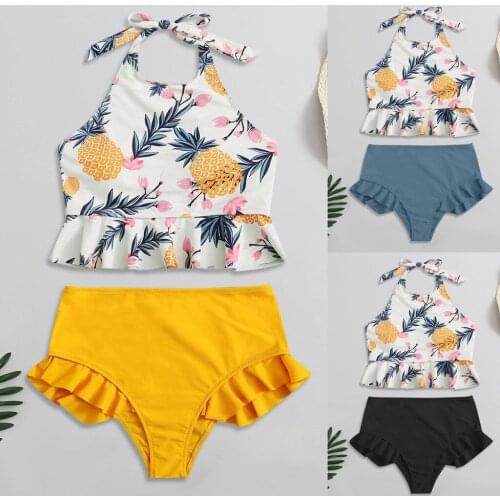 Neck print sexy bikini split swimsuit suit womens sports swimsuit holiday bathing suit Womens swimsuitsкупальники женские 2021