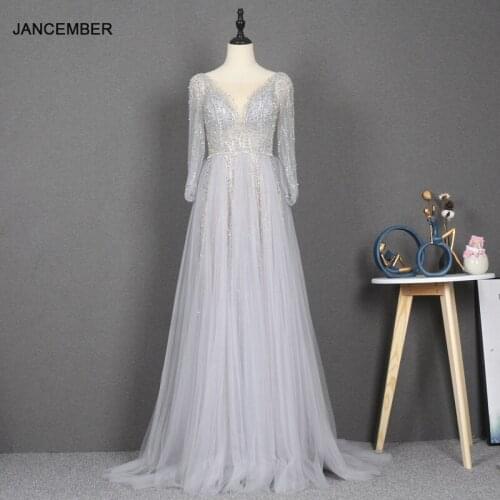 YY263 Long Sleeve Sexy Evening Dress High-end Custom 2021 Temperament Mesh Long Dress Annual Meeting Host Party Banquet Gown