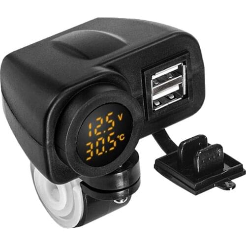 Motorcycle Motorbike Dual USB Charger LED Digital Voltage Display Thermometer nmax тахометр для лодки тахометр Instruments
