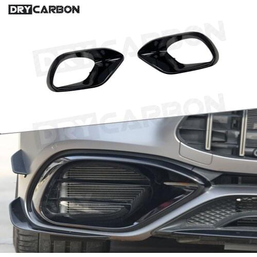 2Pcs Carbon Fiber Car Front Bumper Air Vent Cover for Mercedes Benz W118 C118 CLA45 AMG 2020+ Foglamp Mesh Grill Frame