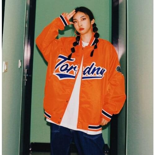 2021 New Arrival Baseball Coat Hot Bomber Jacket Brand Clothing Women Spliced Autumn Spring Casual Stripe Coat Blue Orange Black