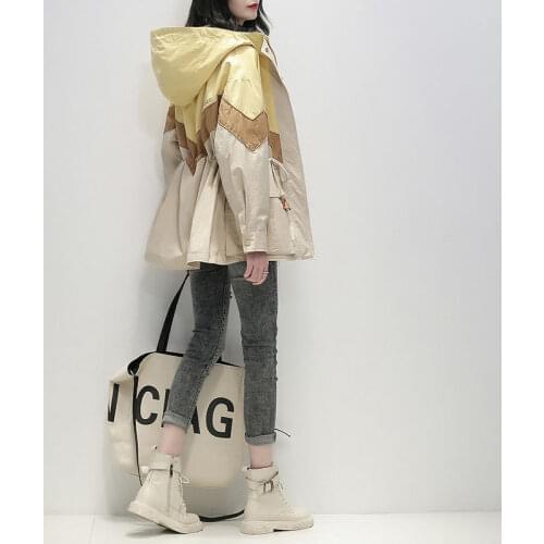 Women Coat Autumn Spring Casual Patchwork Jackets Full Zipper Outerwear Coats Korean Ladylike Girls Coat Sweet