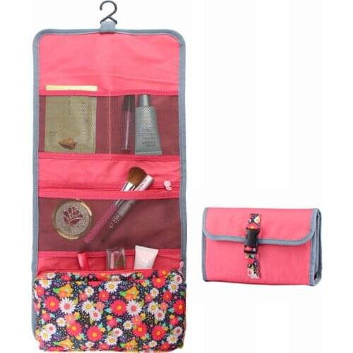 Women Waterproof Folding Wash Bag Toiletry Hanging Holder Cosmetic Makeup Container Handbag Storage Organizer for Home or Travel
