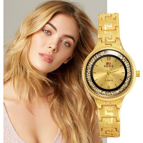 SOXY Womens Watches Woman Luxury Gold Bracelet Ladies Clock Ultra-fine Strap Design Quartz Wrist Watch Bayan Kol Saati 2021