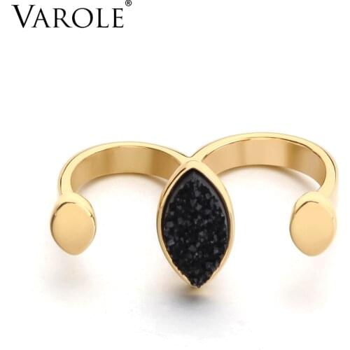 VAROLE New Arrival Punk Mens Two Fingers Rings Personality Hip Hop Copper Knuckles Fashion Ring for Women Jewelry