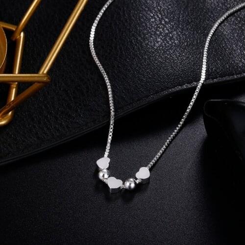 Wholesale Charms Heart silver color women necklace jewelry lady fashion cute pendant wedding necklace jewelry LN054
