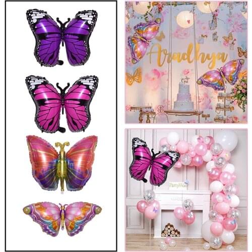 1pcs New Big Butterfly Balloons Aluminum Film Balloons Girl Birthday Party Decoration Wedding Baby Shower Gifts Supplies