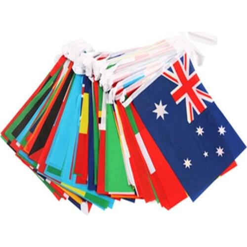1 string Hanging Flag Football Soccer 32 Team National Flag Country World Banner Bunting 14*21cm String Flag