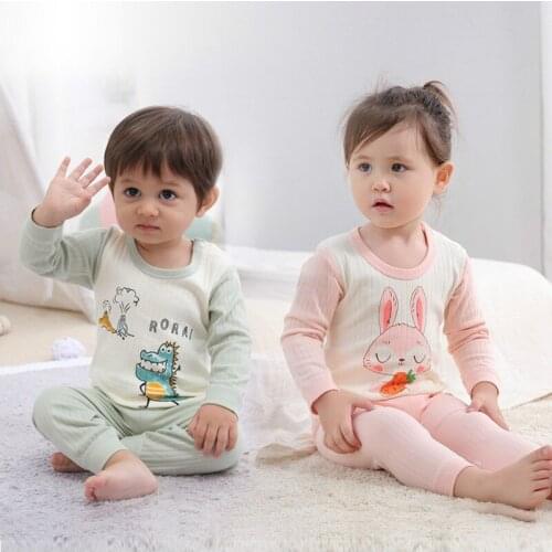 100% Cotton Baby Underwear Sets Childrens Pajamas 2 3 4 5T Girl Boy Winter Clothes Long Johns Sleepwear