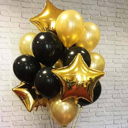 14pcs/set Gold Latex Confetti Balloon Mix Big Beard Star Foil Balloon Fathers Day Wedding Happy Birthday Party Decoration Gifts