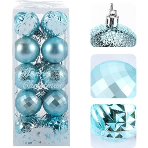 20Pcs Christmas Tree Hanging Balls Christmas Balls Ornaments Delicate Blue Creative Decor Ball Plastic Ball for Christmas Decor