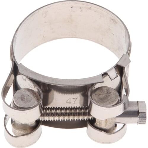 2x 44-47mm Stainless Steel Exhaust Sleeve Clamps Clip Replace for Motorcycles Pipe Muffler Exhaust Tubing Connection - Silver