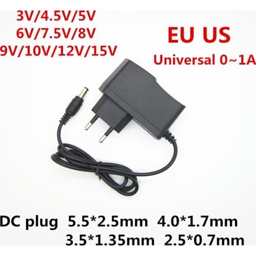AC 110-240V DC 3V 4.5V 5V 6V 7.5V 8V 9V 10V 12V 15V 1A Universa power supply adapter transformer charger for LED light strip