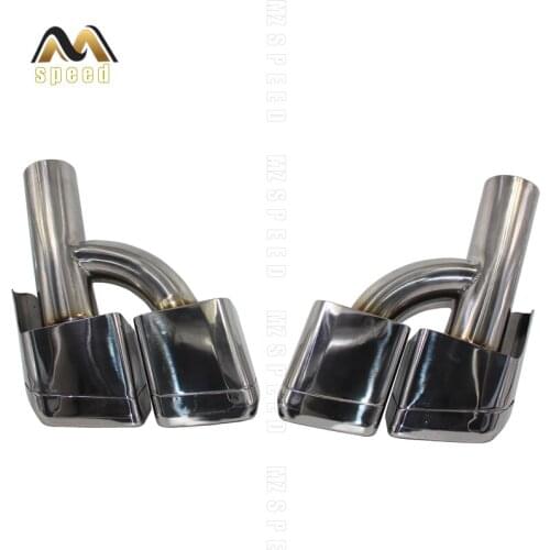 Car accessories 304 stainless steel exhaust pipe muffler tail throat h-shaped bilateral four-out square tail throat silver
