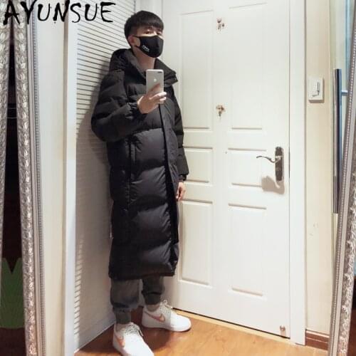 AYUNSUE Mens Down Jacket Long Winter Duck Down Coat Men Hooded Couple Puffer Down Jackets for Men Chaquetas Hombre 2020 KJ5383