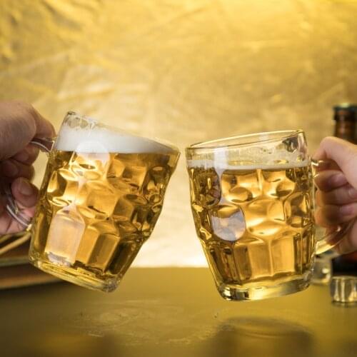 Large heat resistant thickened beer draft beer glass bar KTV special tea cup with handle