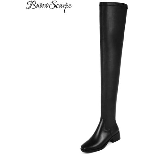 BuonoScarpe Brand Design Slip On Over The knee Long Boots Women Lady Warm Zipper Black Boots Slim Thigh Sexy Long Boots Fashion