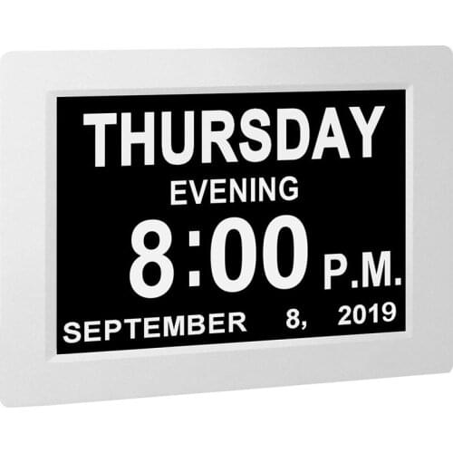 Digital Calendar Alarm Day Clock - with 8 inch Large Sn Display, Am Pm, 5 Alarm, for Extra Large Impaired Vision People, the