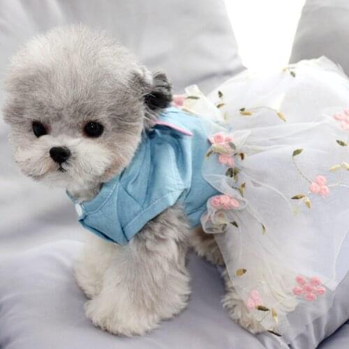 Dog Denim Dress Jeans Skirt Summer Dog Clothes Cat Puppy Clothing Tutu Princess Costume Apparel Poodle Bichon Schnauzer Clothing