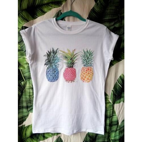 Pineapple Art Ladies Fitted Softstyle 100% Cotton Slim-Fit T-shirt crewneck short sleeve cute fashion top tees for women Ladies