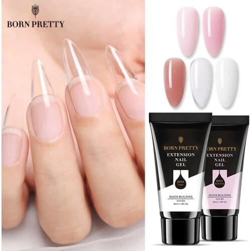 BORN PRETTY 30ml Acrylic Quick Extension Nail Gel Nail Polish Pink Transparent Crystal Soak Off UV Extend Acrylic Nail Gel