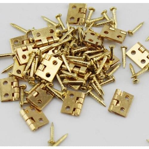Hot Sale 20Pcs Mini Metal Hinges with Nails DIY Miniature Furniture Dollhouse Accessory