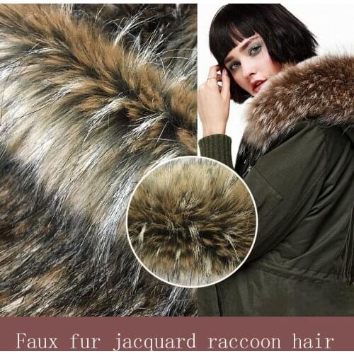 Artificial fur, jacquard imitation raccoon fur, autumn and winter natural color jacquard imitation fur, coat fur collar fabric