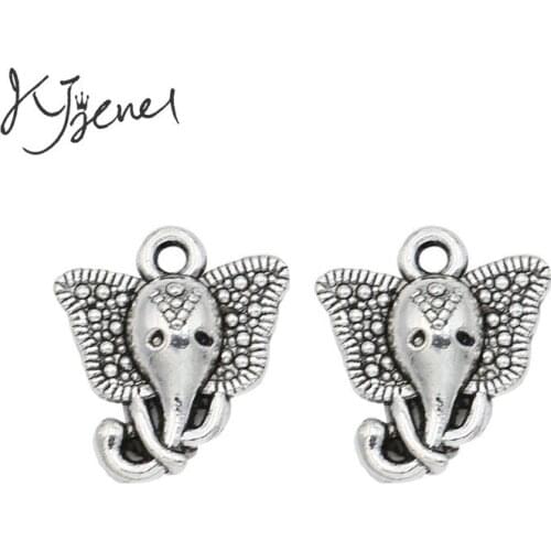 KJjewel Elephant Charm Antique Silver Plated Pendant fit Jewelry Making Bracelet Necklace Jewelry DIY Accessories 16x15mm