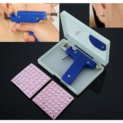 KKMOON Stainless Steel Body Piercing Tool Kit Professional Ear Nose Navel Piercing Machine with Ears Studs Tools