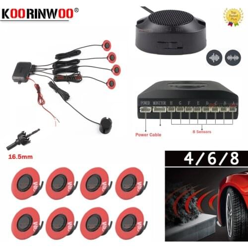 Koorinwoo Original 13MM Car Parking Sensors 4/6/8 Front and back Radio Black White Silver Buzzer 12v Parking System Car Detector
