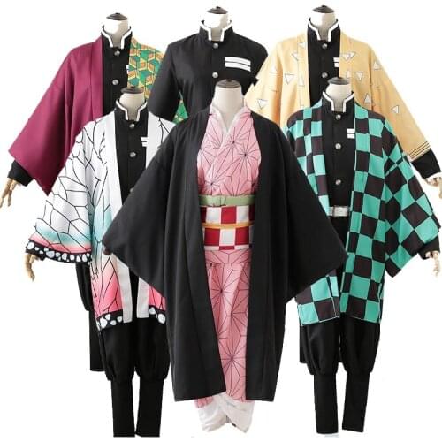 Tanjirou Kamado Nezuko Cosplay Costume Demon Slayer:Kimetsu no Yaiba Kimono Suits Mitsuri Japanese Clothing for Men and Women