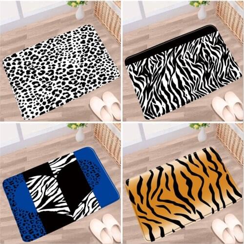 Doormat Modern Leopard Print Bathroom Mat Animal Texture Black White Pattern Non-Slip Rugs Bath Kitchen Doorway Absorbent Carpet