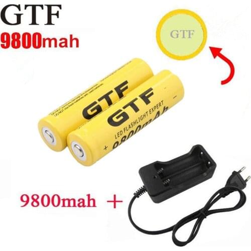 Loadable li-ion pile gtf 18650, 9800mah, 3.7v, flashlight + ue/eua, battery charger accumulator