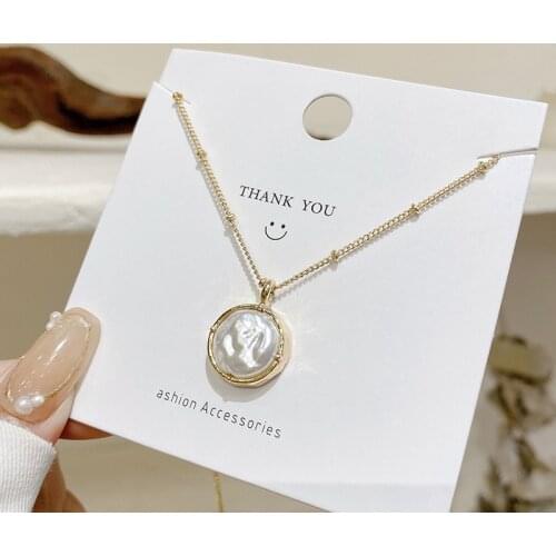 LOVOACC Vintage Baroque Pearl Necklace for Women Ladies Gold Color Beaded Thin Chain Round Pearls Pendant Chokers Necklaces 2021