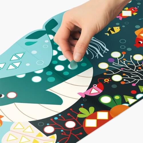 Cartoon Animals Mosaic Stickers Book Kids Toys diy Bright Shape & Colors Art Educational Toys for Children Match Sticker Toy