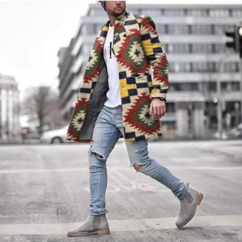 2021 Spring and Autumn New European American Fashion Floral Print Lapel Coat Mid-Length Coat