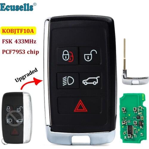 Upgraded Smart 5 Button Remote Key FSK 433MHZ PCF7953 Chip for Jaguar XJ XF XE F Type KOBJTF10A Original Shell Aftermarket PCB