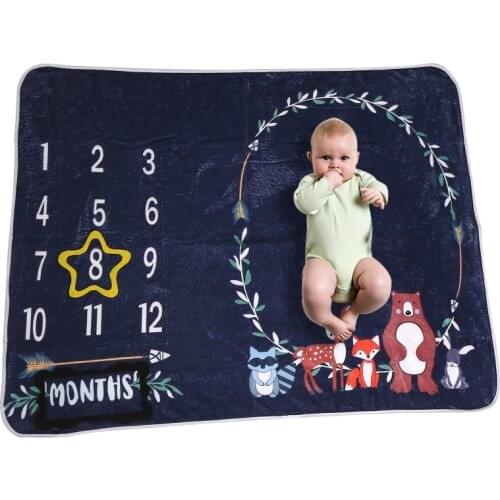 12 Monthly Baby Milestone Blanket Newborn Baby Soft Blankets infant Photography Blanket Lovely animals photo Props Background