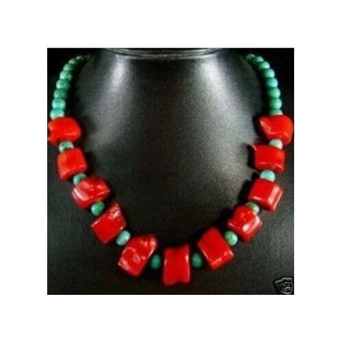 Free shipping Fine genuine red coral & fine stone beads necklace 18