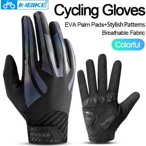 INBIKE 2020 New Cycling Gloves Full Finger Colorful Reflective Touch Screen Non-slip Men MTB Bike Gloves Sport Bicycle Equipment