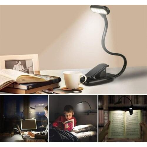 Rechargeable LED USB Book Light Reading Light Flexible Book Lamp Dimmer Clip Table Desk Lamp Portable Clip Light