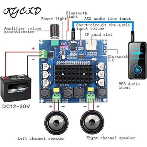 TDA7498 Bluetooth 5.0 Audio Amplifier Board 100W+100W Stereo Power AMP Support TF Card 3.5MM AUX Jack XH-A105 For Home Speaker