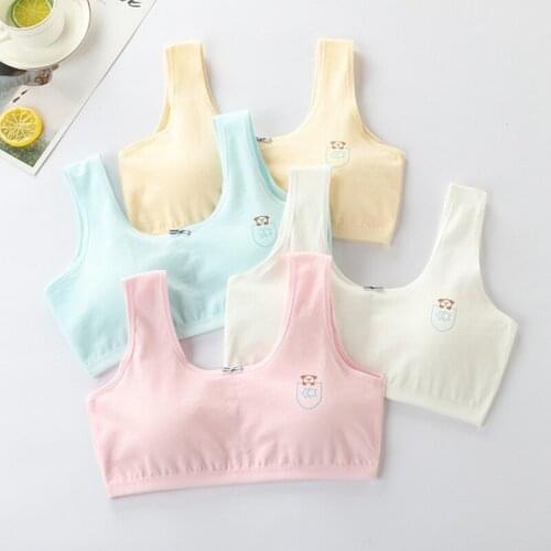 Teens Training Bras Puberty Girls Underwear Kids Lingerie Sport Underwear Tops Wireless Padded Racerback Push Up Bra 9-18Y